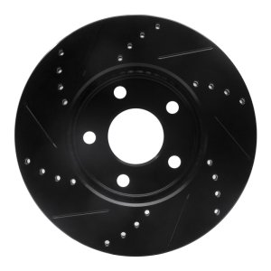 Chevrolet HHR Brake Rotor (1) - Front Right - R1 Concepts - Drilled & Slotted - Black - `06-`11